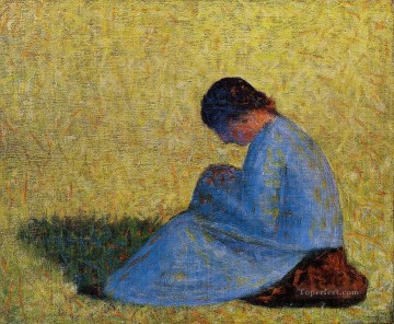 ジョルジュ・スーラ Painting - 草に座る農民の女性 1883